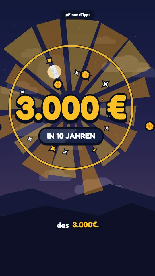 Short im Format 9:16: großer Betrag 3.000 Euro in 10 Jahren mit Untertitel